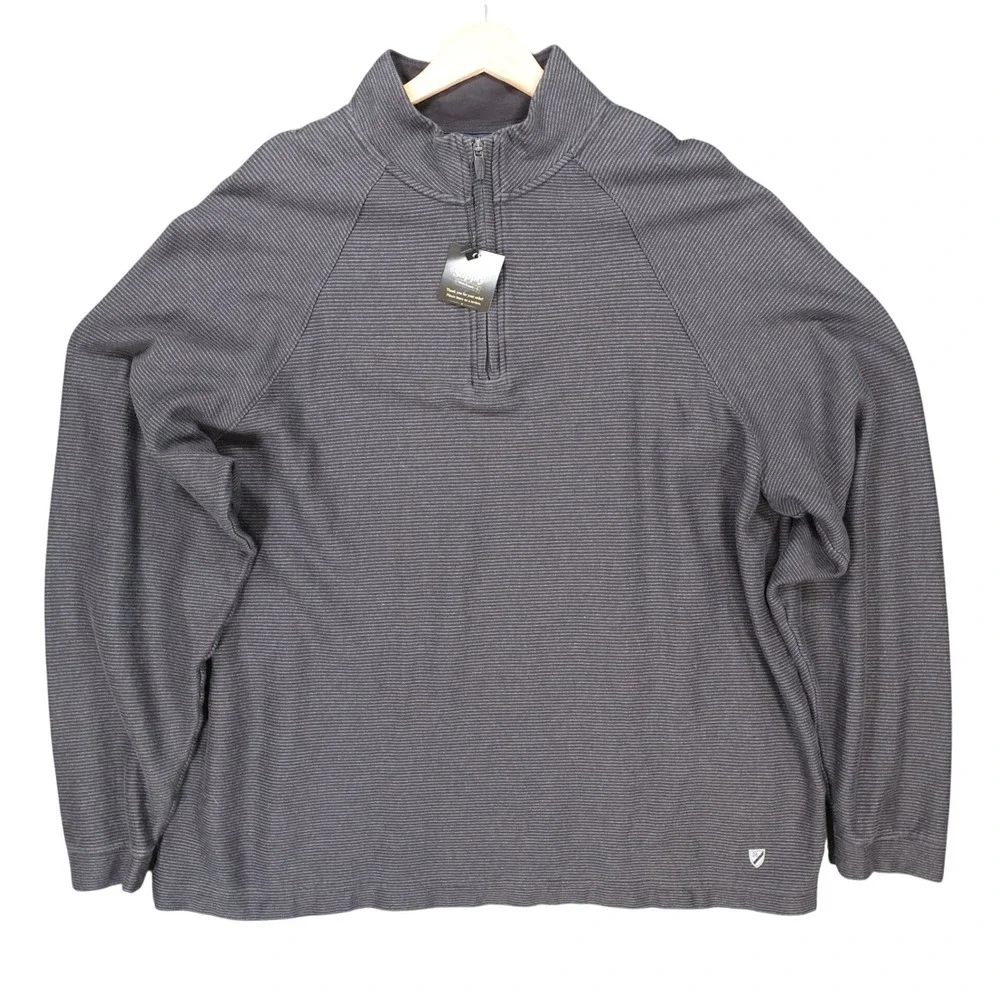 Cremieux Classics Quarter Zip Pullover‎ Mens XXL Charcoal Excellent Striped